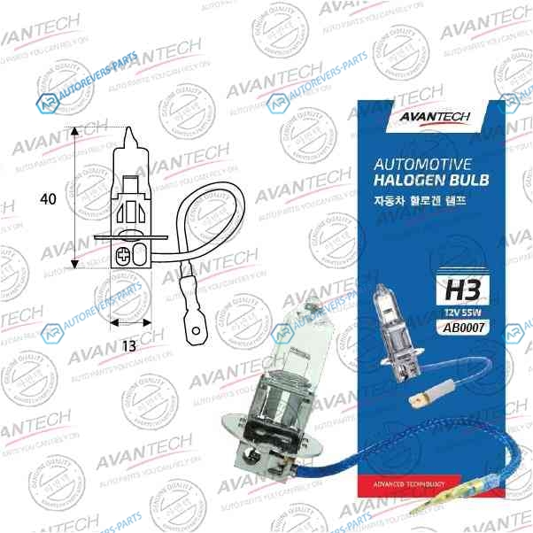 AB0007 Лампа головного света Avantech H3 12V 55W