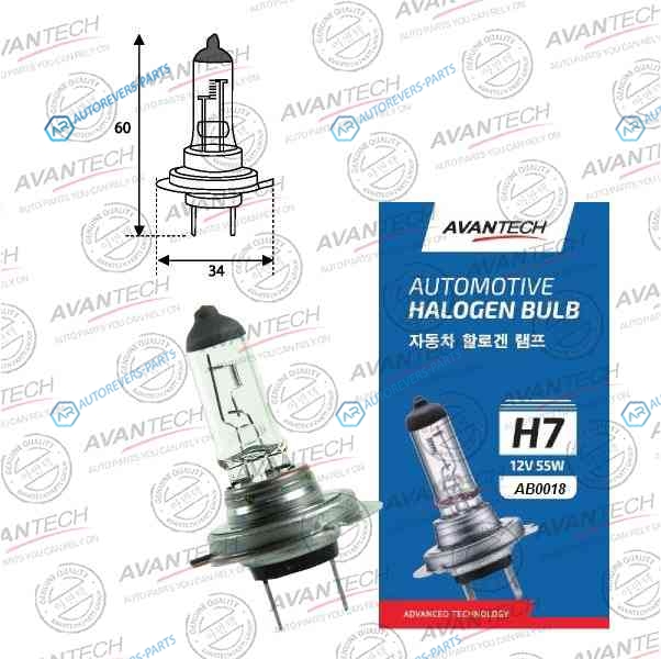 AB0018 Лампа головного света Avantech H7 12V 55W