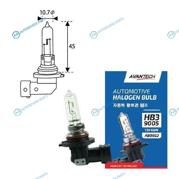 AB0023 Лампа головного света Avantech 9005 (HB3) 12V 65W