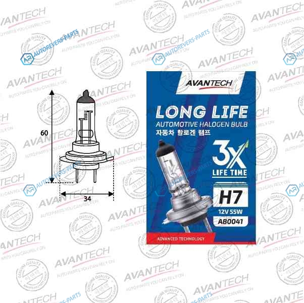 AB0041 Лампа головного света Avantech H7 12V 55W Long Life