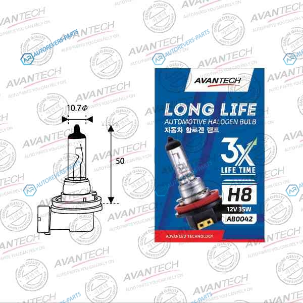 AB0042 Лампа головного света Avantech H8 12V 35W Long Life