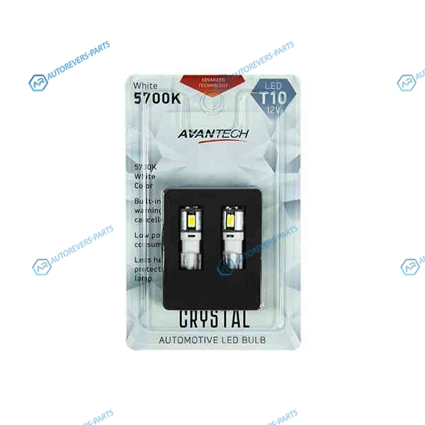 ALB0104 Лампа светодиодная Avantech 12V LED T10 W5W 5700K (резистор). комплект 2 шт.
