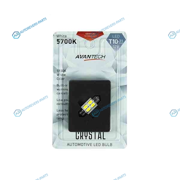 ALB0114 Лампа светодиодная Avantech 12V LED T10x31 5700K (резистор). 1 шт.