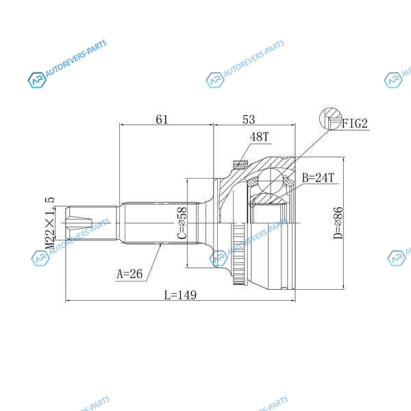 DFCV079 Шрус привода DOUBLE FORCE. с ABS