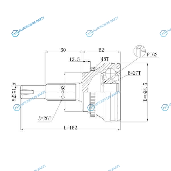 DFCV072 Шрус привода DOUBLE FORCE. с ABS