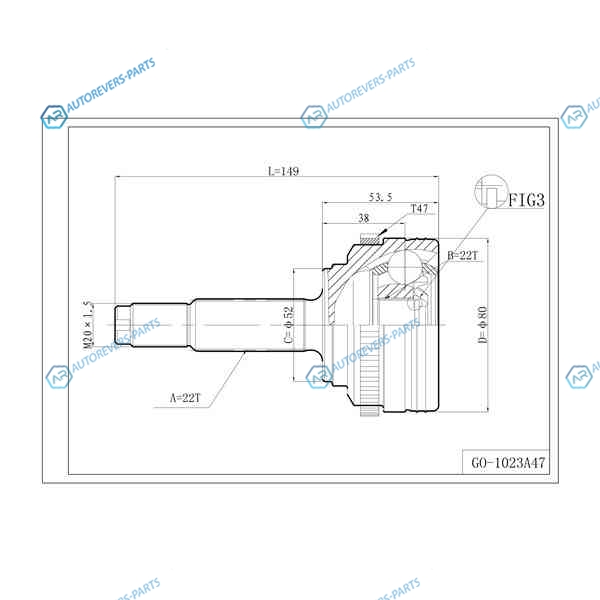 DFCV825 Шрус привода DOUBLE FORCE. с ABS