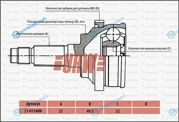 2101140N Шрус привода URW