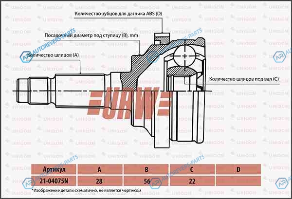 2104075N Шрус привода URW