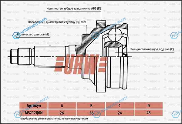 MS212Q0N Шрус привода URW
