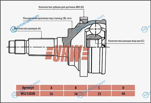 MS213E0N Шрус привода URW