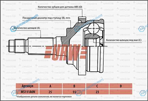 MS111A0N Шрус привода URW