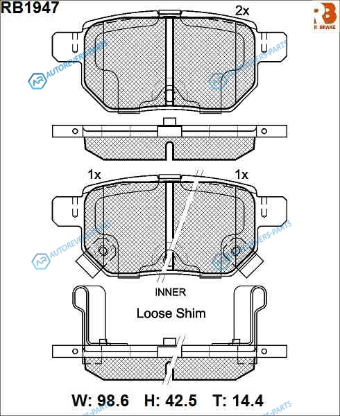 RB1947 Дисковые тормозные колодки R BRAKE