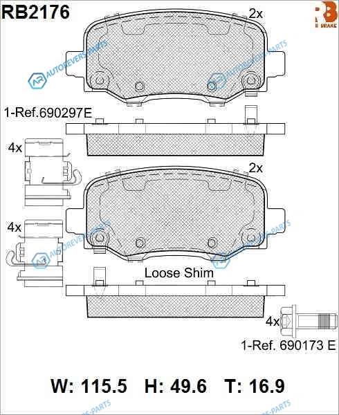 RB2176 Дисковые тормозные колодки R BRAKE