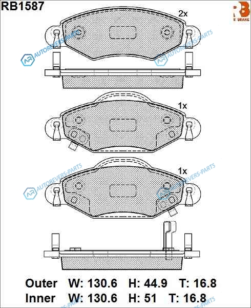 RB1587 Дисковые тормозные колодки R BRAKE