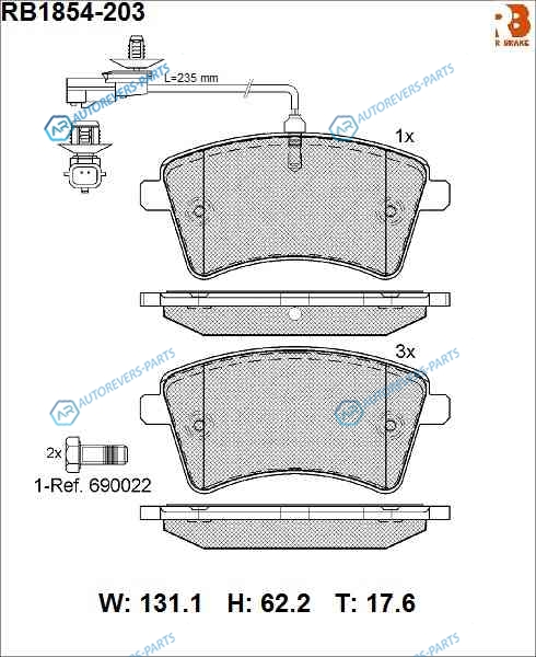 RB1854-203 Дисковые тормозные колодки R BRAKE