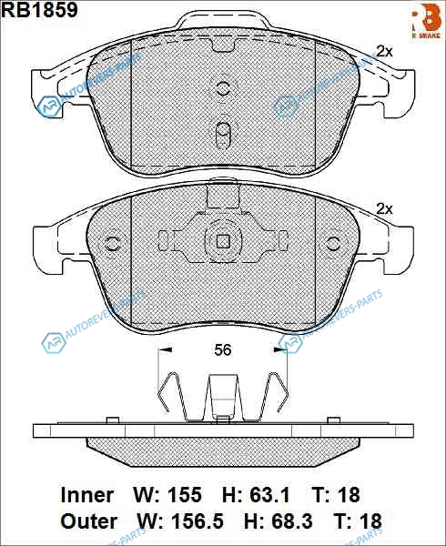 RB1859 Дисковые тормозные колодки R BRAKE