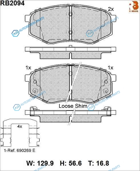 RB2094 Дисковые тормозные колодки R BRAKE