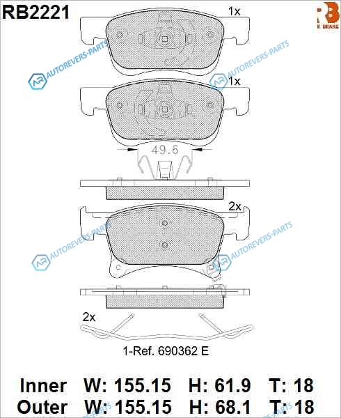 RB2221 Дисковые тормозные колодки R BRAKE