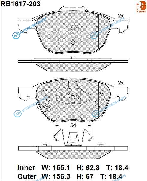 RB1617-203 Дисковые тормозные колодки R BRAKE
