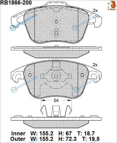 RB1866-200 Дисковые тормозные колодки R BRAKE