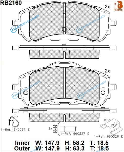 RB2160 Дисковые тормозные колодки R BRAKE