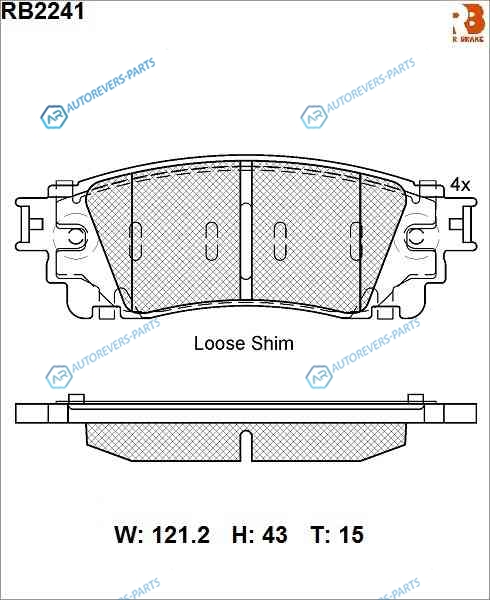RB2241 Дисковые тормозные колодки R BRAKE (противоскрипная пластина в компл.)