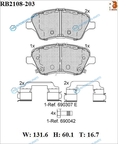 RB2108-203 Дисковые тормозные колодки R BRAKE