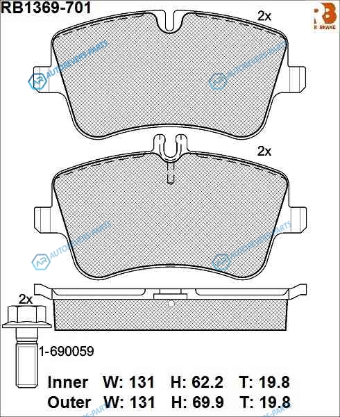 RB1369-701 Дисковые тормозные колодки R BRAKE