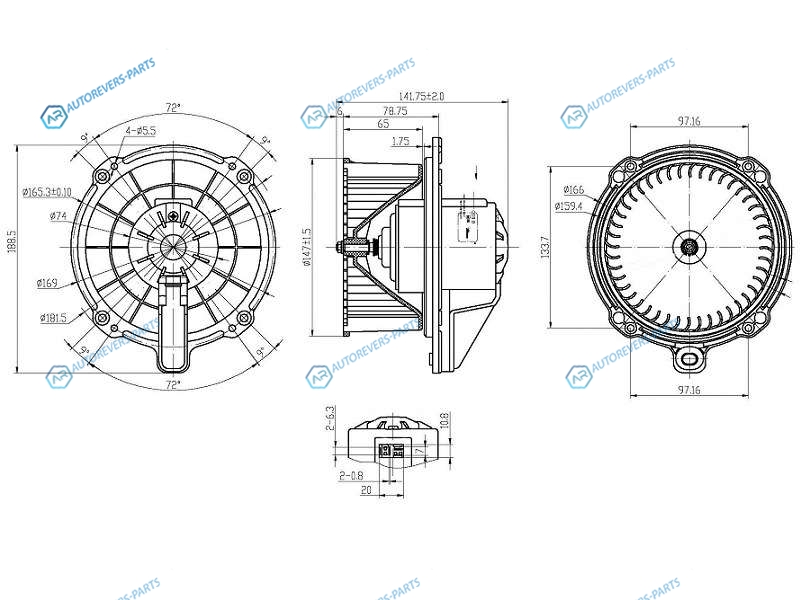ST-8-97085-607-3 Мотор отопителя салона ISUZU ELF NKRNPR 93-03 24V RHD