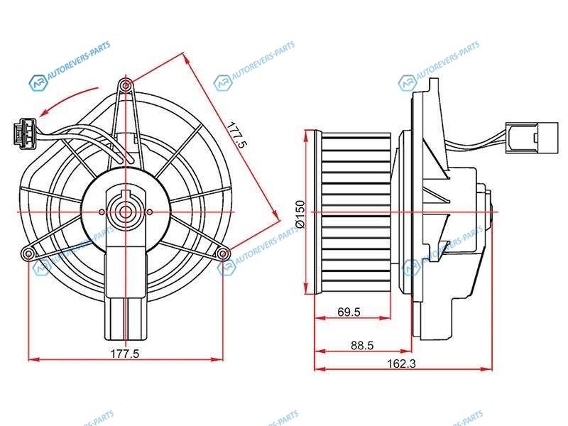 ST-68003996AA Мотор отопителя салона JEEP CHEROKEE 07-12JEEP LIBERTY 07-12DODGE NITRO 07-12