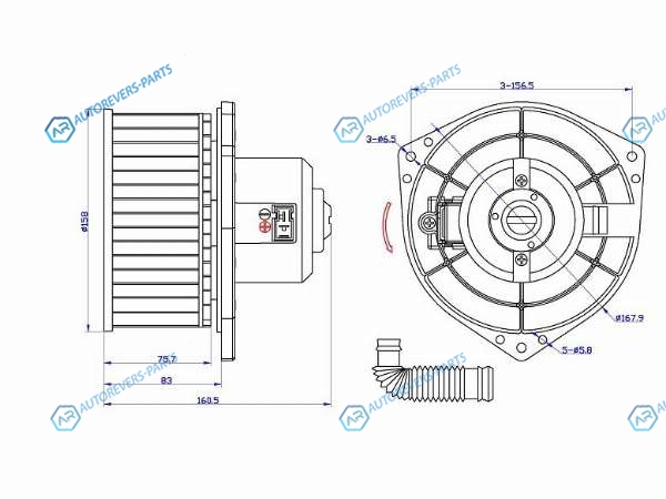 ST-27220-72B00 Мотор отопителя салона NISSAN MARCH K11 97-02CUBE Z10 98-02 (RHD)