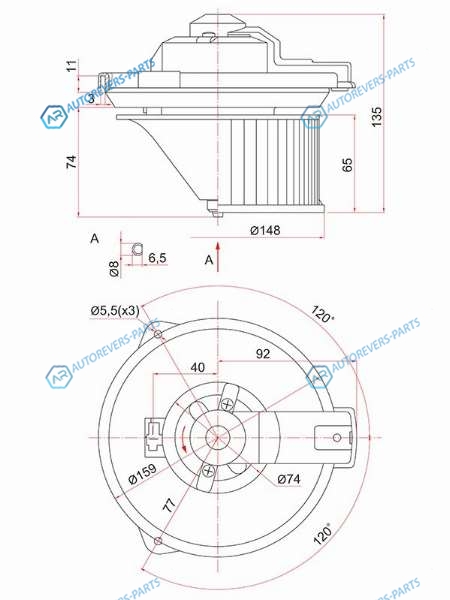 ST-87103-12030 Мотор отопителя салона TOYOTA COROLLA SPACIOSPRINTERCARIBLEVINTRUENO AE1