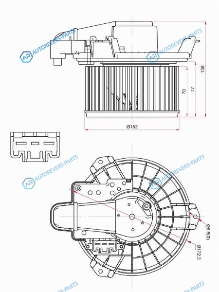 ST-87103-42070 Мотор отопителя салона TOYOTA AURIS 06-BLADE 06-12COROLLA 12-RAV4 05-18MARK X 07-13SAI 09-18(RH