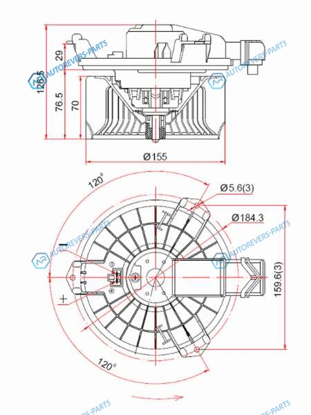 ST-87103-26060 Мотор отопителя салона TOYOTA HIACEQUANTUM H2 05- (RHD)
