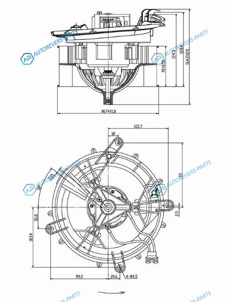 ST-A2208203142 Мотор отопителя салона MERCEDES W220 S-KLASS 98-05