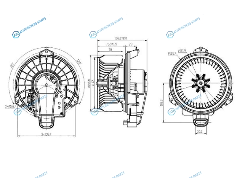ST-94-0007 Мотор отопителя салона TOYOTA COROLLA ZE15 06-RAV4 A3 05-RAV4 A4 13-PRIUS ZVW3 09-(LHD)