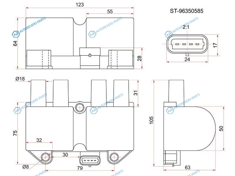 ST-96350585 Катушка зажигания CHEVROLET LANOS 05-DAEWOO LANOSNUBIRA 97- A15SMS