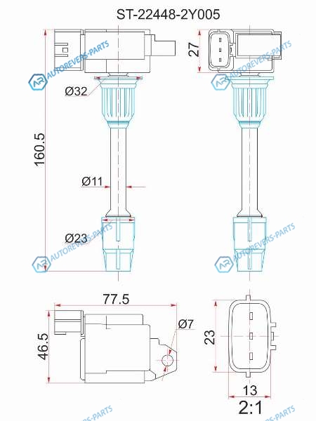 ST-22448-2Y005 Катушка зажигания FR NISSAN CEFIRO A33 VQ20DEVQ25DEVQ30DE 98-03 (3)