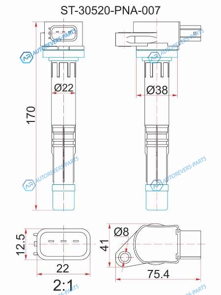ST-30520-PNA-007 Катушка зажигания HONDA ACCORD CLCM 03-08CR-V RDRE 02-STREAM RN 00- K20AK24A