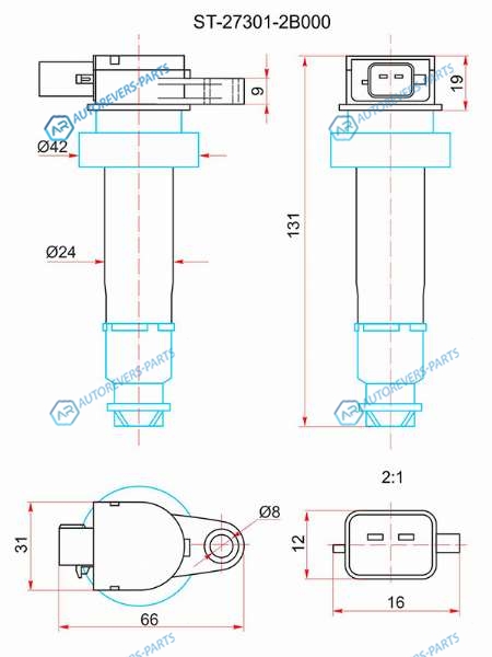 ST-27301-2B000 Катушка зажигания HYUNDAI ELANTRA CF 06-KIA CERATO LD 06-
