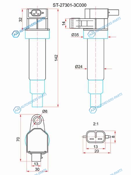 ST-27301-3C000 Катушка зажигания HYUNDAI EQUUS 09-IX55 11-GENESIS 08-13KIA SORENTO 09-OPIRUSG6DG4KE