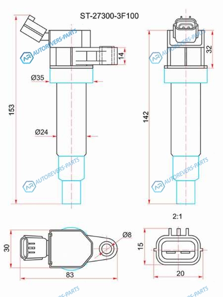ST-27300-3F100 Катушка зажигания HYUNDAI GENESIS 08-13IX35 10-EQUUS 09-KIA OPTIMA 10-CERATO 09-G4K8A80