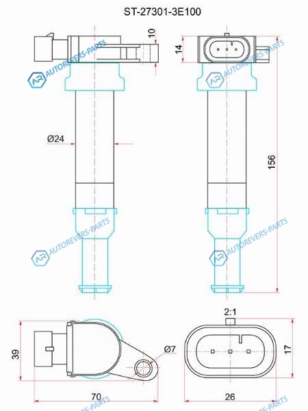 ST-27301-3E100 Катушка зажигания HYUNDAI SANTA FE 00-06MAGENTIS 05-10