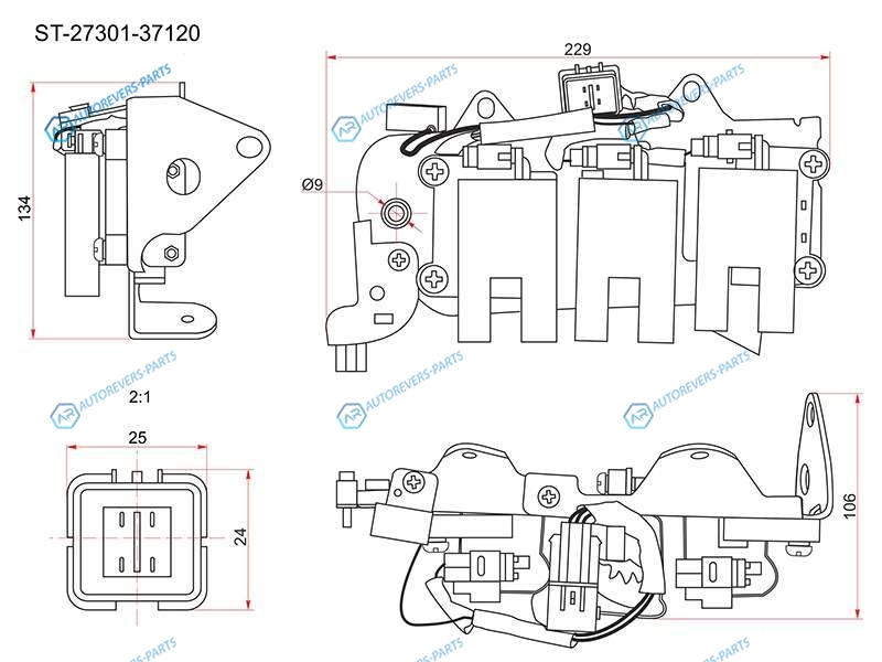 ST-27301-37120 Катушка зажигания HYUNDAI SANTA FE 01-06 (модуль)
