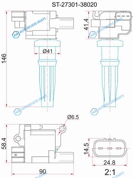 ST-27301-38020 Катушка зажигания HYUNDAI SONATA 01-SANTA FE 00-KIA SORENTO FY 02-