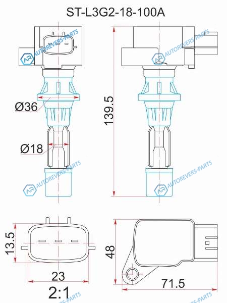 ST-L3G2-18-100A Катушка зажигания MAZDA 6ATENZA 2.3 GGGHGY 05-MPV LY3 06-MAZDA 3AXELA BK35 06-