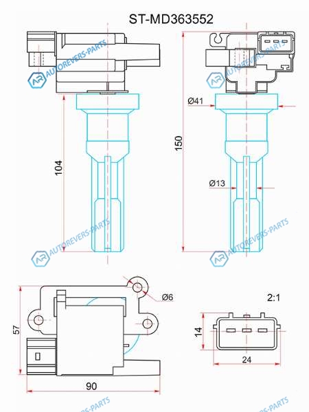 ST-MD363552 Катушка зажигания MITSUBISH AIRTREKOUTLADER CU2W 02-06RVR N73WG 97-02 4G63