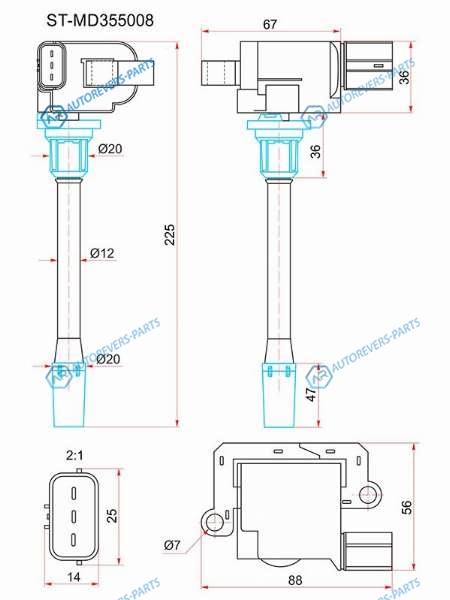ST-MD355008 Катушка зажигания MITSUBISHI GALANT EAW 99-03LANCER 95- 4G64