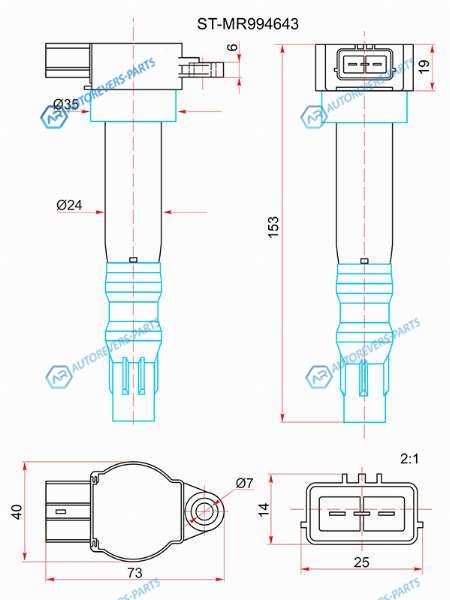 ST-MR994643 Катушка зажигания MITSUBISHI OUTLANDER CUW 03-08 4G69