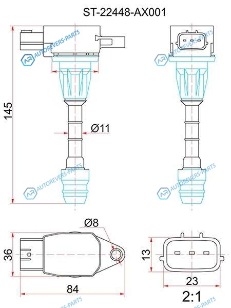 ST-22448-AX001 Катушка зажигания NISSAN CR10DECR12DECR14DE 02-MARCH K12CUBE Z11 (4)